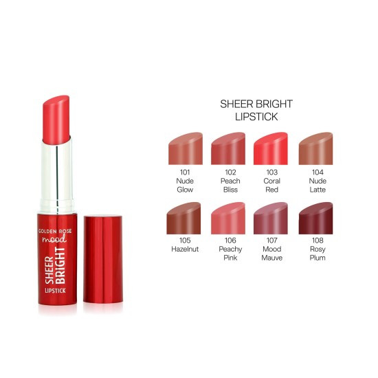 رژ لب جامد شیر برایت مود گلدن رز Golden Rose مدل Sheer Bright
